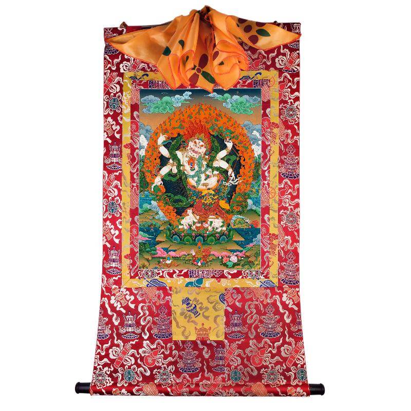 White Mahakala - Tibetan thangka painting, detailed view
