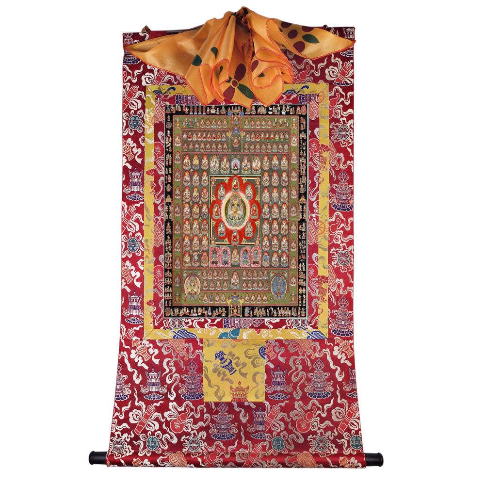 Garbha-dhatu-mandala - Tibetan thangka painting, detailed view