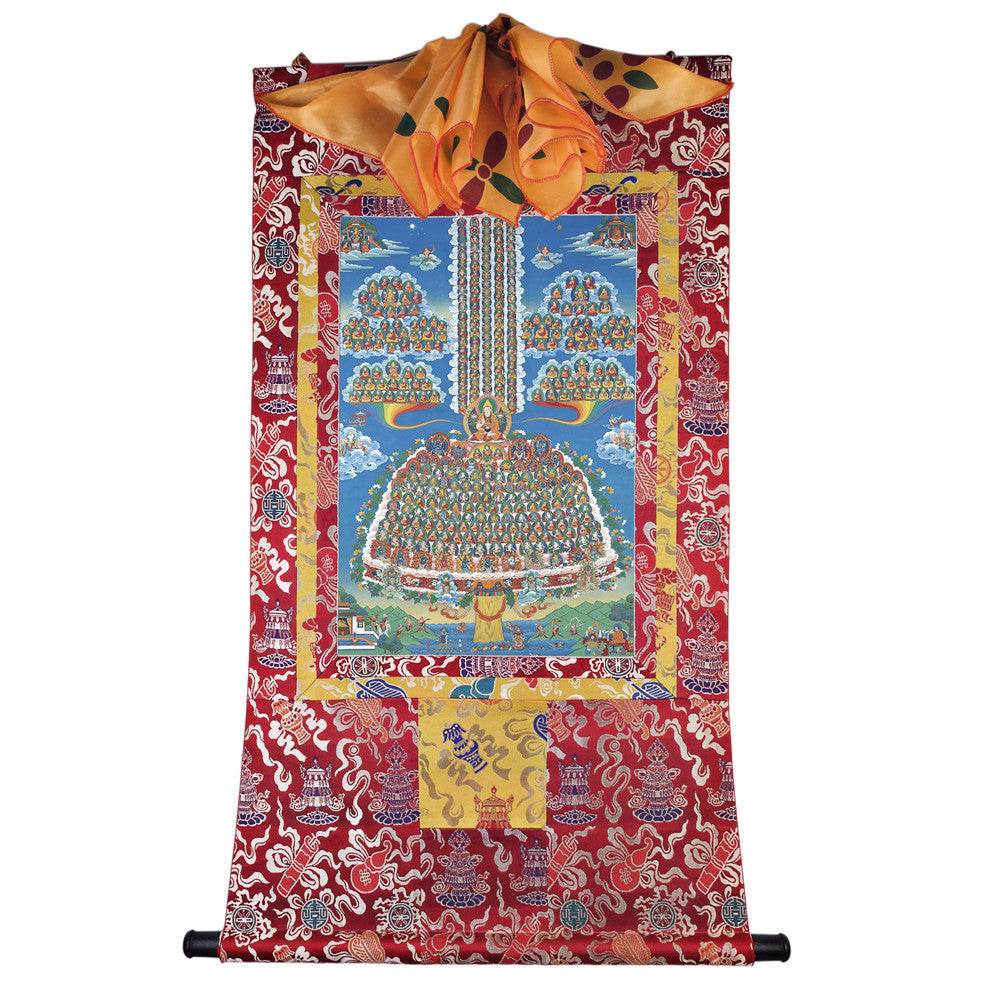 Tsongkhapa's Refuge Tree - 18th Century - Tibetan thangka painting, detailed view