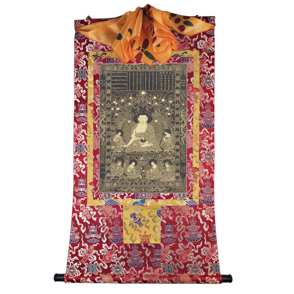 Viśvabhu - Tibetan thangka painting, detailed view