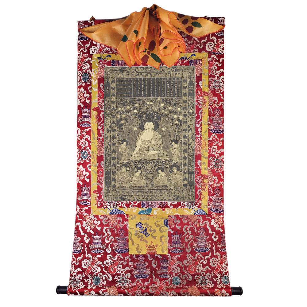 Kassapa Buddha - Tibetan thangka painting, detailed view