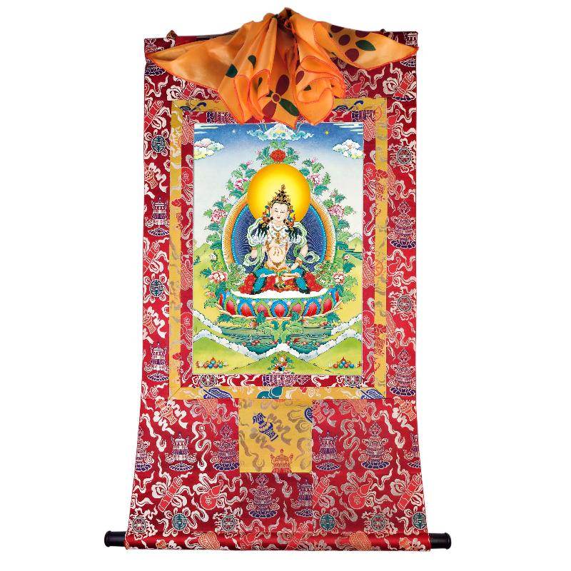 Vajrasattva - Tibetan thangka painting, detailed view
