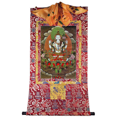 Chenrezig Image - Tibetan thangka painting, view 7