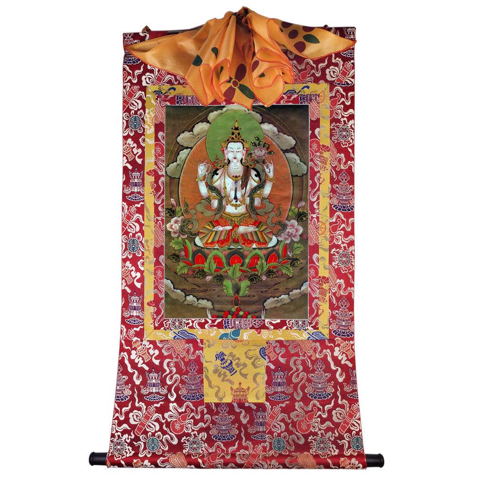Chenrezig Image - Tibetan thangka painting, view 7