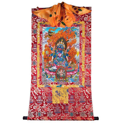 Mahakala - Tibetan thangka painting, detailed view