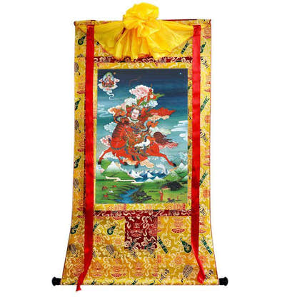King Gesar - Tibetan thangka painting, close-up detail