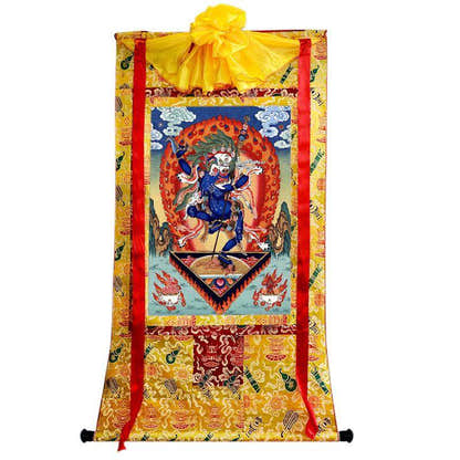 Lion-faced Dakini - Simhamukha - -Simhavaktra -Longsal Sengmar - Tibetan thangka painting, view 18