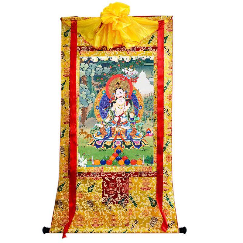 Usnisa Sitatapatra - Great White Parasol - Tibetan thangka painting, close-up detail