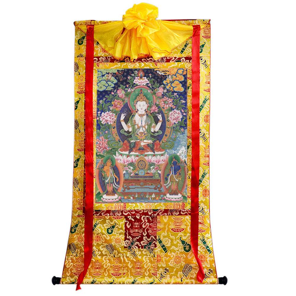 Chenrezig Image - Tibetan thangka painting, view 8