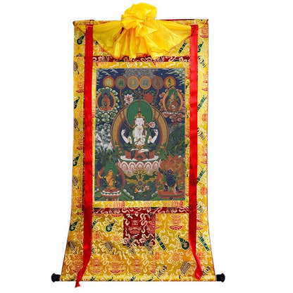 Chenrezig Image - Tibetan thangka painting, view 8