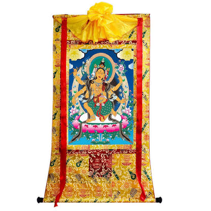 Mind-Parnashavari - Tibetan thangka painting, close-up detail