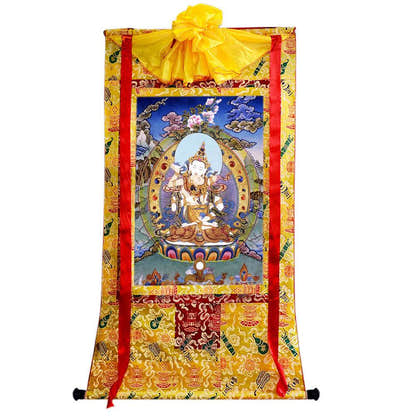 Vajrasattva in Yab Yum - Tibetan thangka painting, view 15