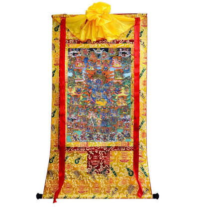 Vajrakilaya - Dorje Phurba - Tibetan thangka painting, close-up detail