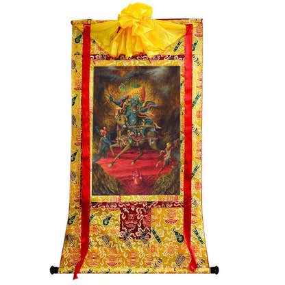 Palden Lhamo / Magzor Gyalmo / Shri Devi - Tibetan thangka painting, close-up detail