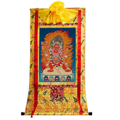 Hayagriva - Tibetan thangka painting, close-up detail