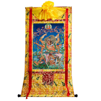 2778-唐卡-HBMT-083玛哈嘎拉-大黑天-240dpi - Tibetan thangka painting, close-up detail