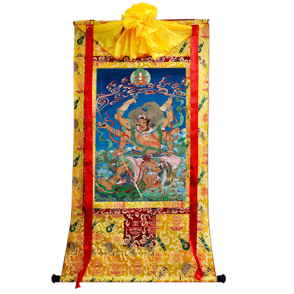 2778-唐卡-HBMT-083玛哈嘎拉-大黑天-240dpi - Tibetan thangka painting, close-up detail