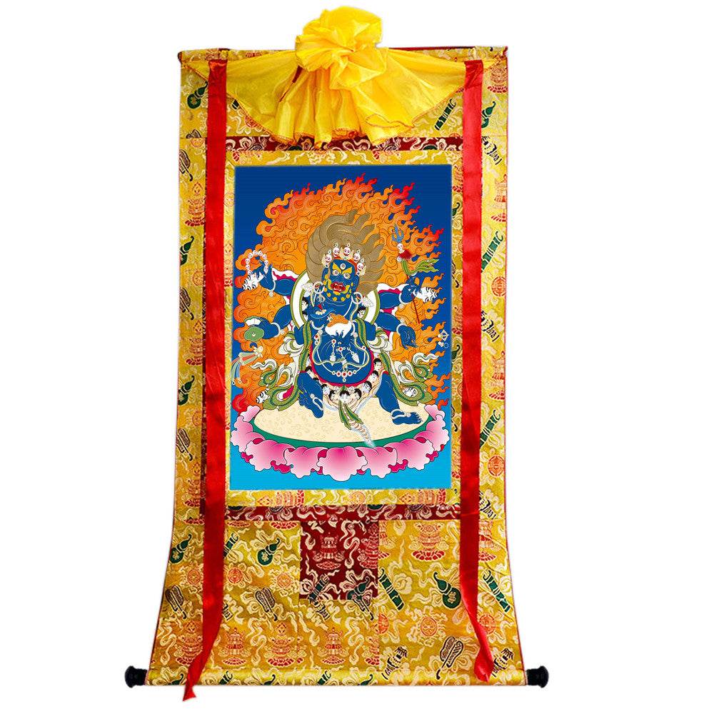 Mahakala - Tibetan thangka painting, close-up detail