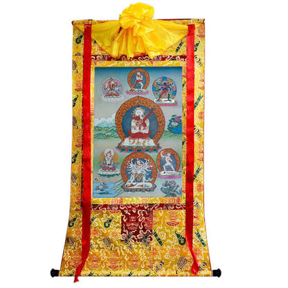Vajrasattva in Yab Yum - Tibetan thangka painting, view 15