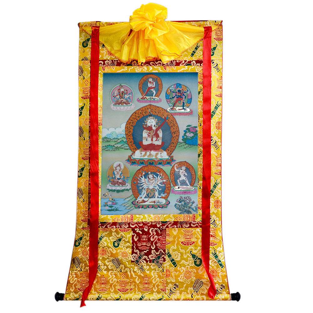 Vajrasattva in Yab Yum - Tibetan thangka painting, view 15