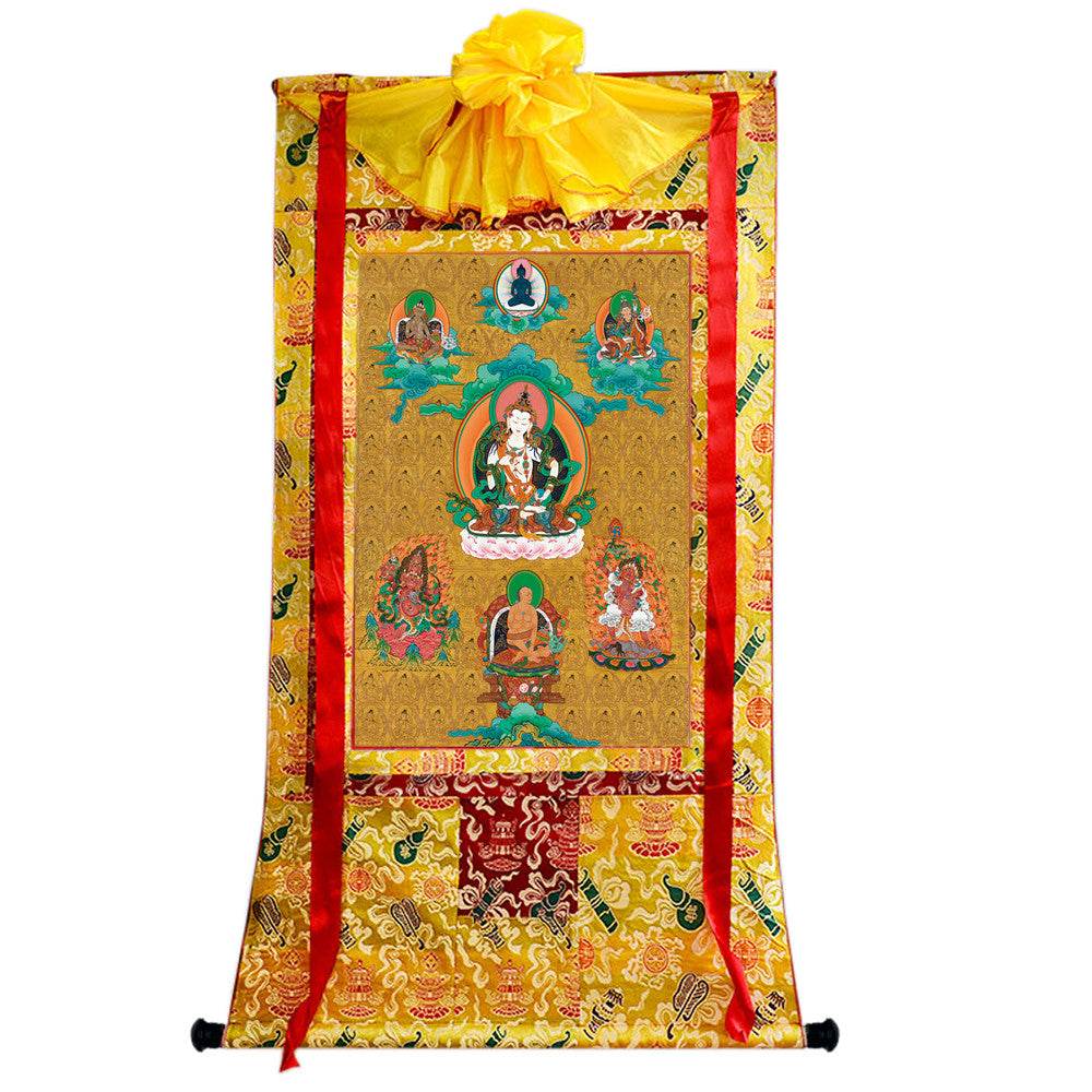 Vajrasattva - Tibetan thangka painting, close-up detail