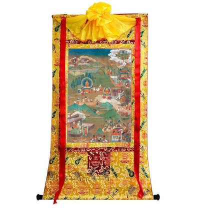 Biography of Shakyamuni Image - Tibetan thangka painting, view 8