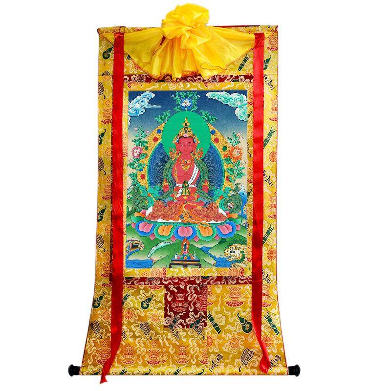 Amitayus - the Buddha of Longevity - Tibetan thangka painting, view 19