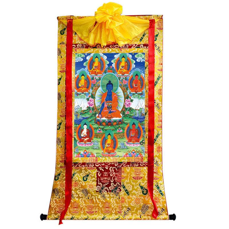 Bhaisajyaguru - Eight Medicine Buddhas Image - Tibetan thangka painting, view 8
