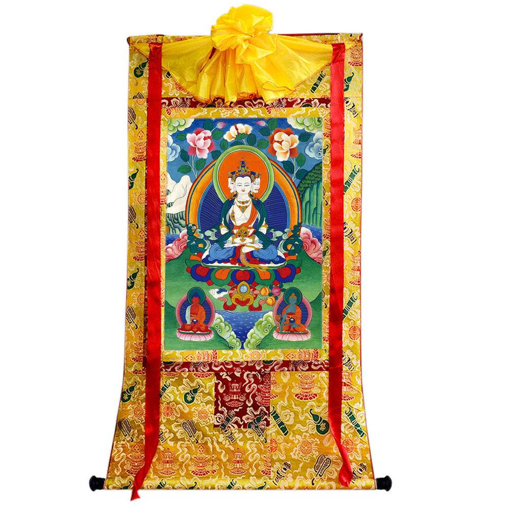 Vairocana - Mahavairocana - 18th Century - Tibetan thangka painting, close-up detail