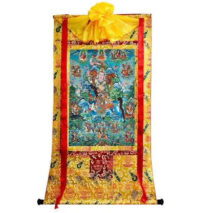 King Gesar - Tibetan thangka painting, detailed view
