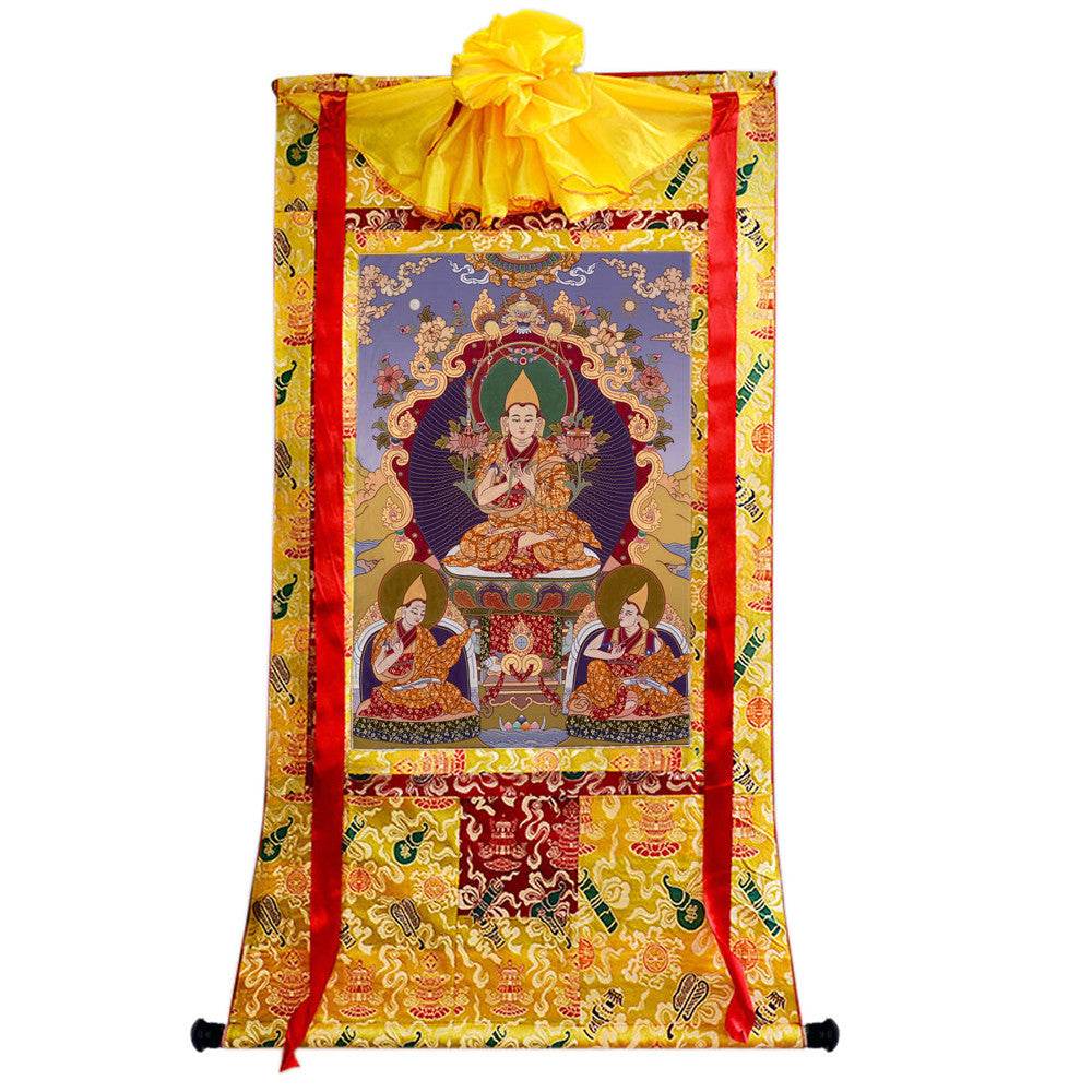 Tsongkhapa - 18th Century - Tibetan thangka painting, close-up detail