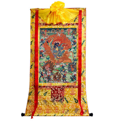 2765-唐卡-HBMT-069莲师忿怒金刚蒙古宁玛派绢本80 - Tibetan thangka painting, close-up detail