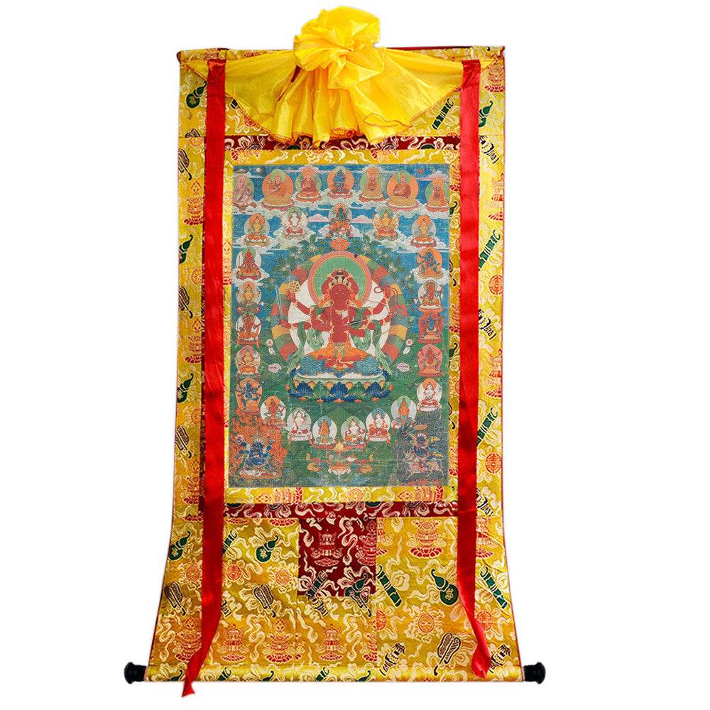 kurukulla - Tibetan thangka painting, close-up detail