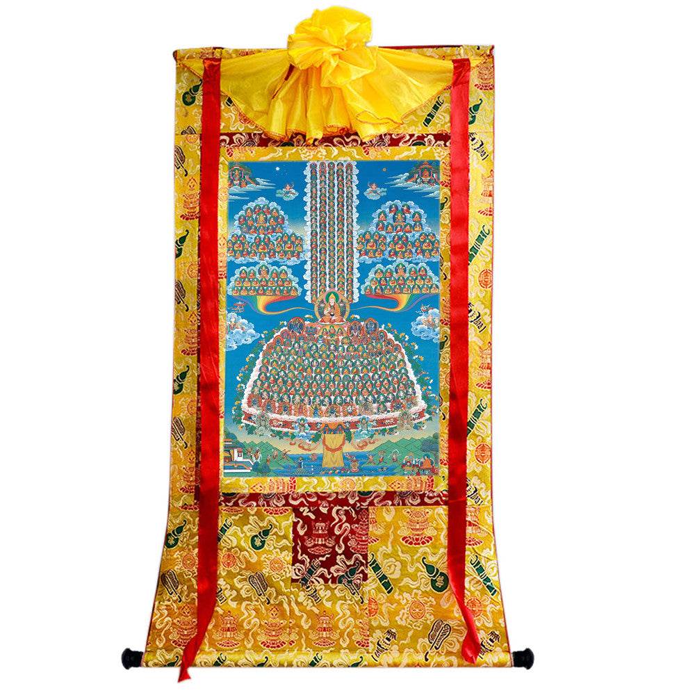 Tsongkhapa's Refuge Tree - 18th Century - Tibetan thangka painting, close-up detail