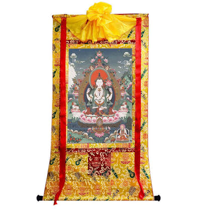 Chenrezig Image - Tibetan thangka painting, view 8