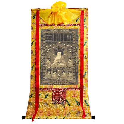 Viśvabhu - Tibetan thangka painting, close-up detail