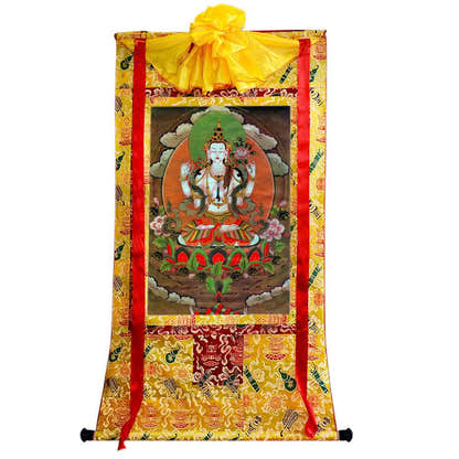 Chenrezig Image - Tibetan thangka painting, view 8