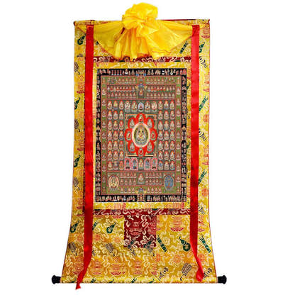 Garbha-dhatu-mandala - Tibetan thangka painting, close-up detail