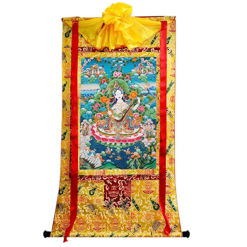 Saraswati Image - Tibetan thangka painting, view 8