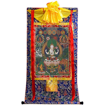 Chenrezig - Tibetan thangka painting, view 4