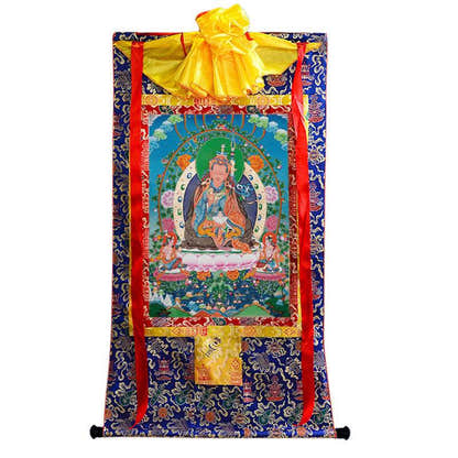 Guru Rinpoche Image - Tibetan thangka painting, view 9