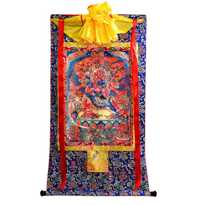 Vajrakilaya in Yab Yum Thangka - Tibetan thangka painting, view 4