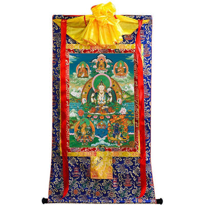 Chenrezig - Tibetan thangka painting, view 4