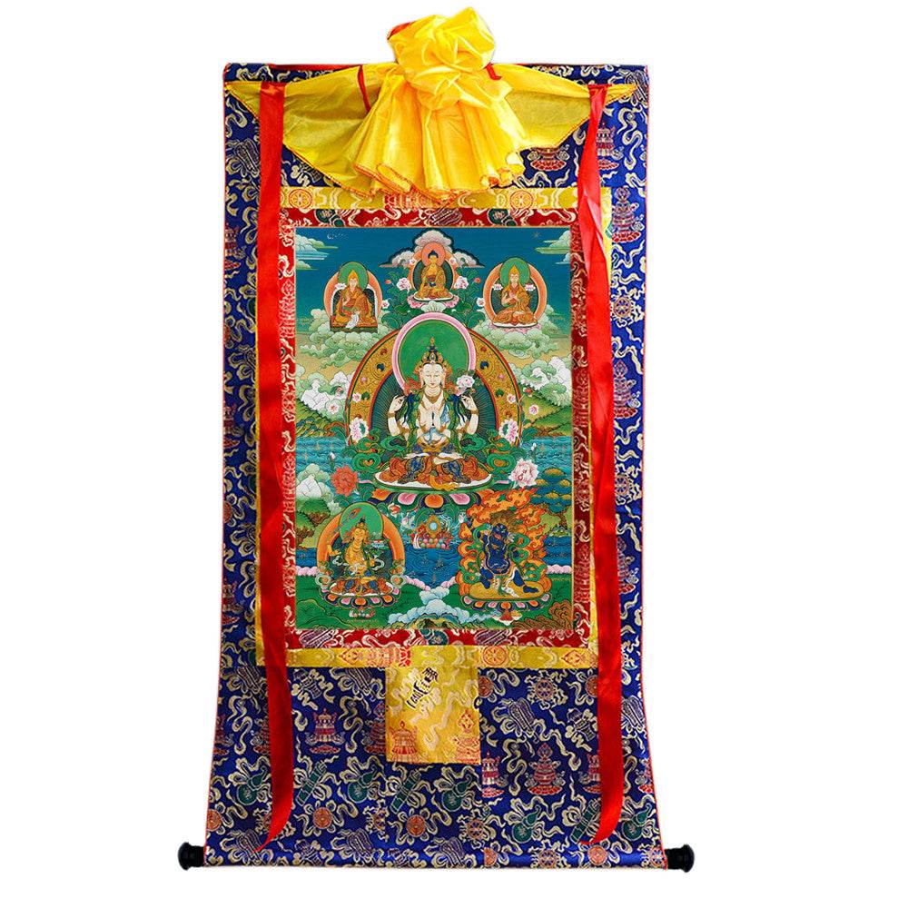 Chenrezig Image - Tibetan thangka painting, view 9