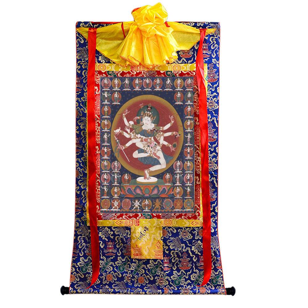 2-faced 8-armed Padmapani Padmajala - Tibetan thangka painting, view 4