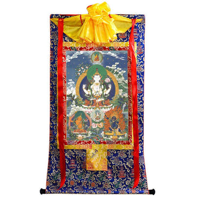 Chenrezig Image - Tibetan thangka painting, view 9