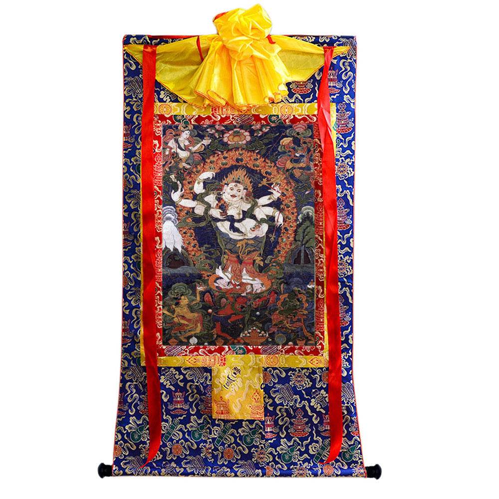 White Mahakala - 17th Century Old Version - Tibetan thangka painting, view 4