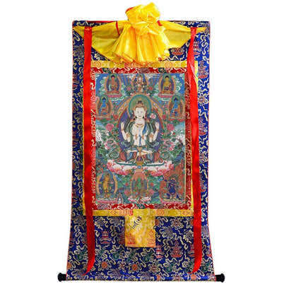 Chenrezig Image - Tibetan thangka painting, view 9