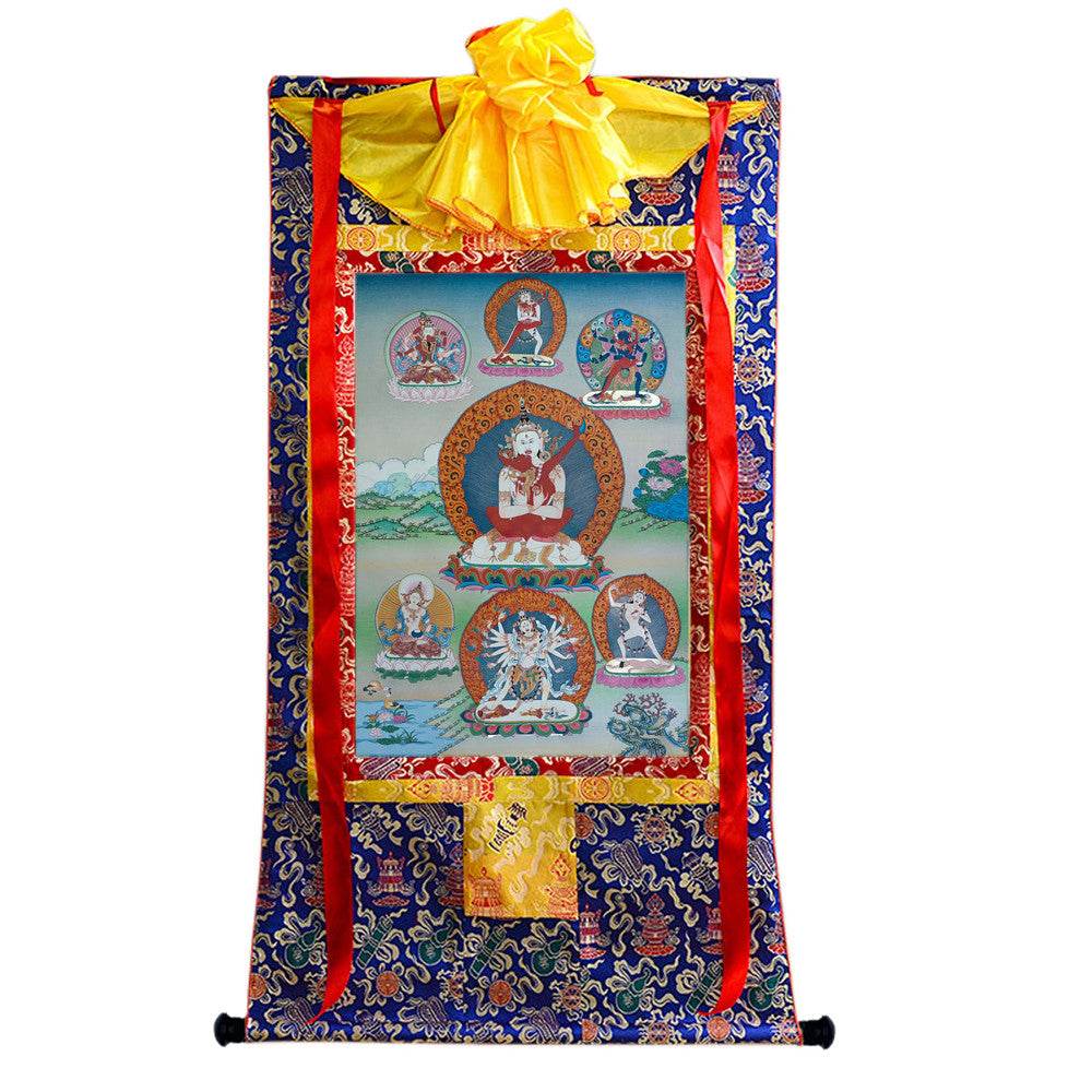 Vajrasattva in Yab Yum - Tibetan thangka painting, view 16