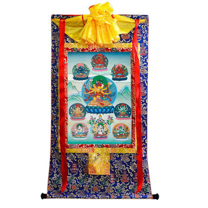 9 Yab-Yum Manjusri Thangka - Tibetan thangka painting, view 4